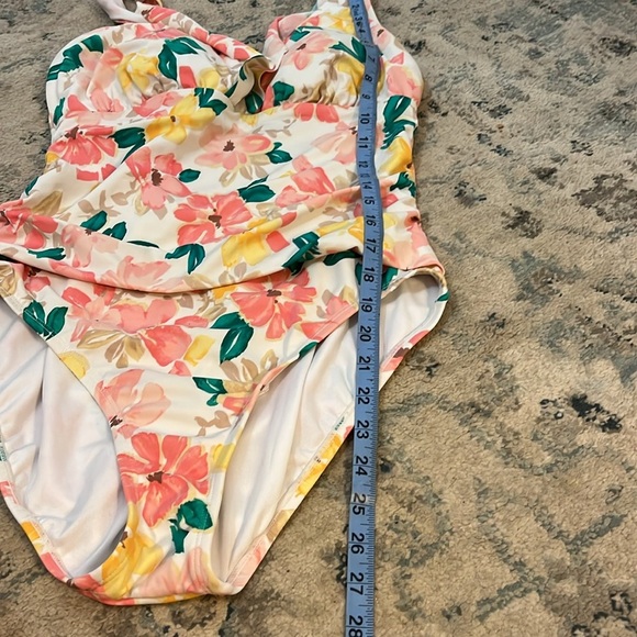 Time and Tru Pink and Yellow Floral Bathing Suit One Piece - Picture 10 of 10